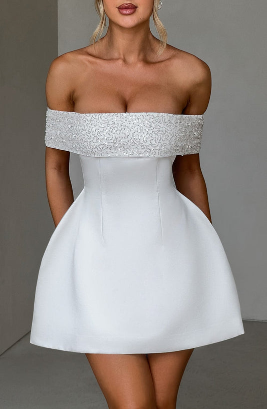 Sukienka mini Noelle - Kość słoniowa