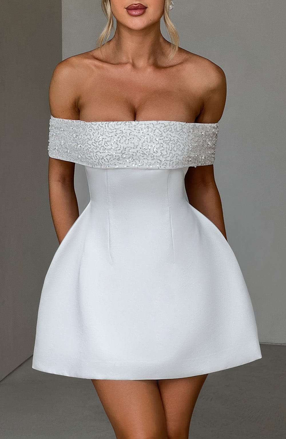 Sukienka mini Noelle - Kość słoniowa