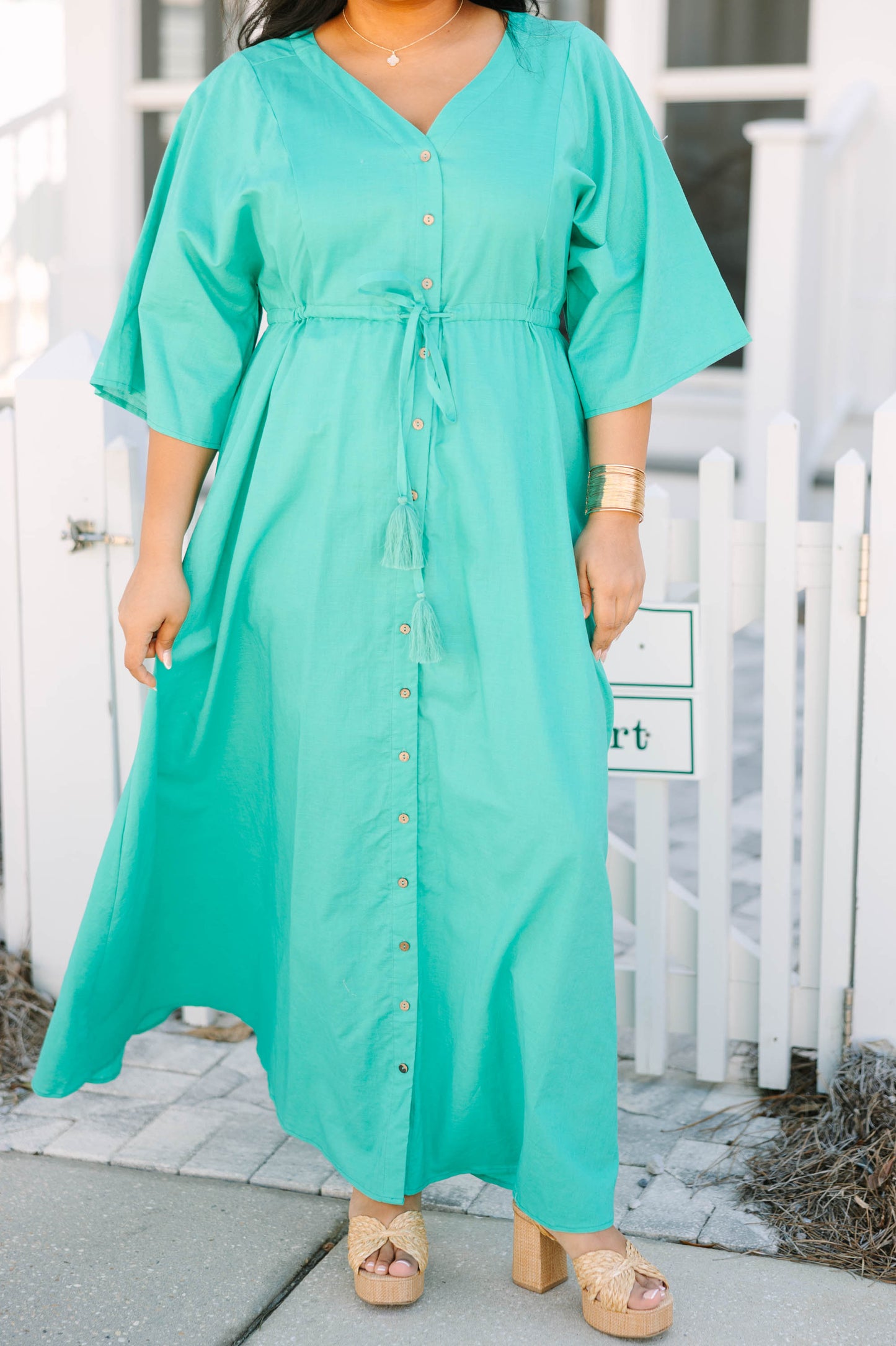 Vestido Off To the Islands, Turquesa
