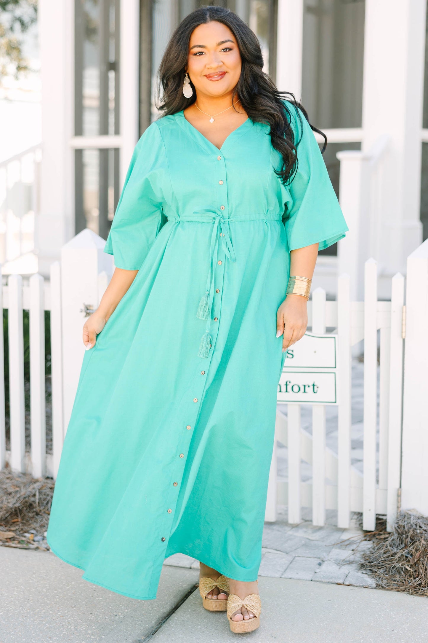 Vestido Off To the Islands, Turquesa