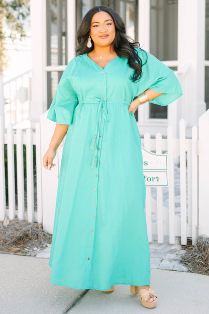 Vestido Off To the Islands, Turquesa