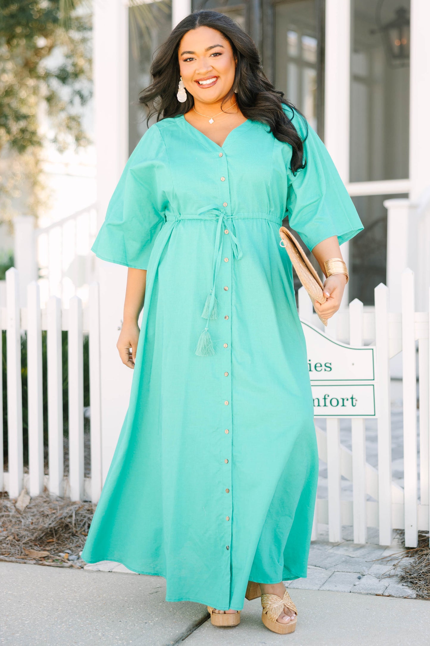 Vestido Off To the Islands, Turquesa