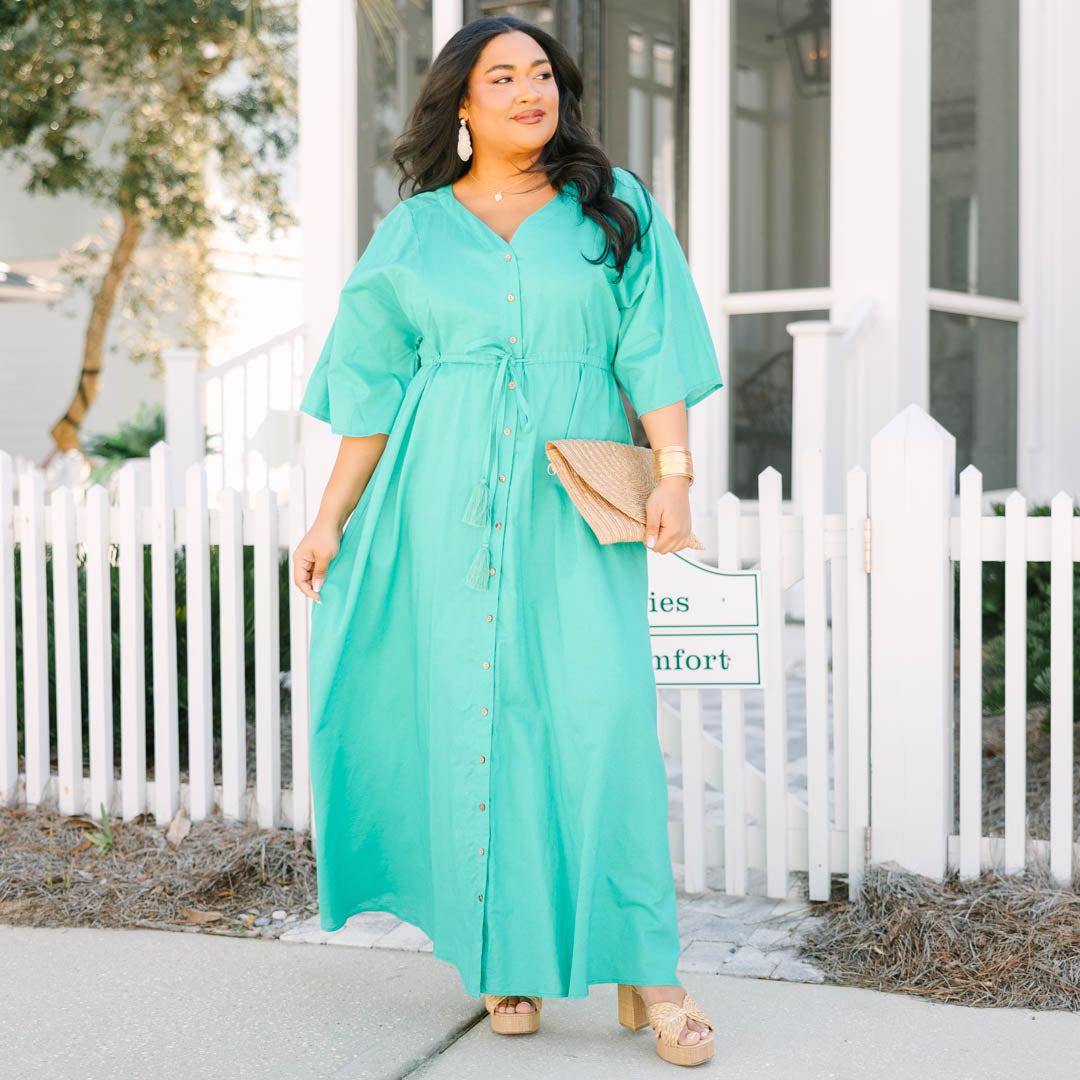 Vestido Off To the Islands, Turquesa