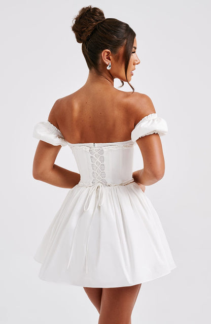 Welurowa Sukienka Mini Penelope - Czarny/Biały