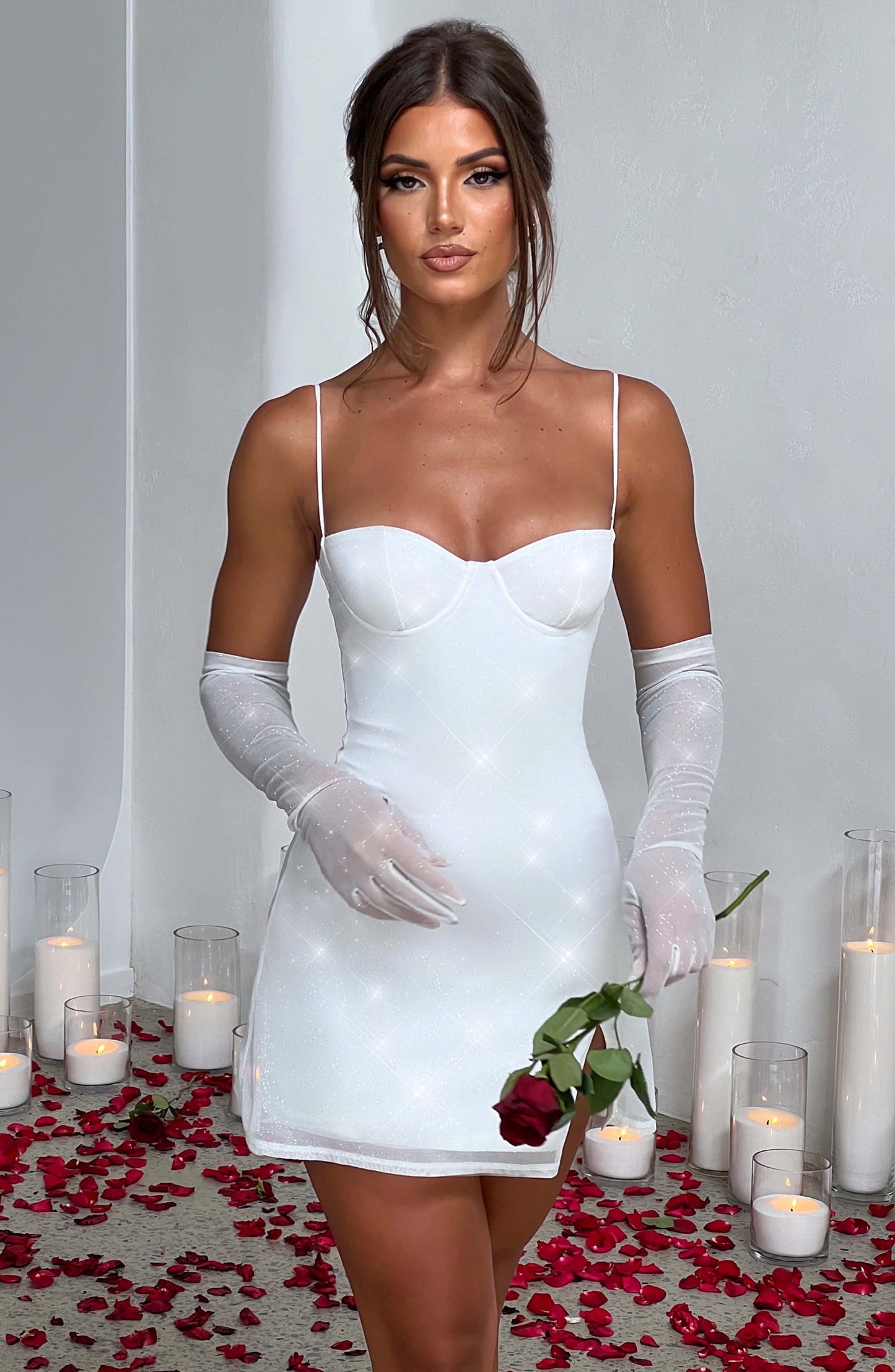 Mini sukienka Pixie - Opalizująca Beżowa