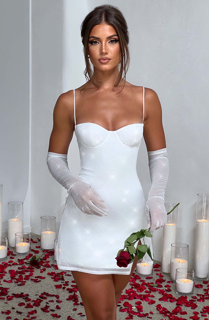 Mini sukienka Pixie - Opalizująca Beżowa