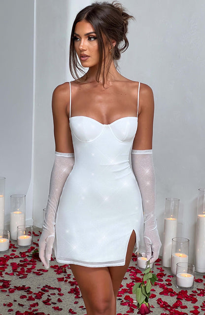 Mini sukienka Pixie - Opalizująca Beżowa