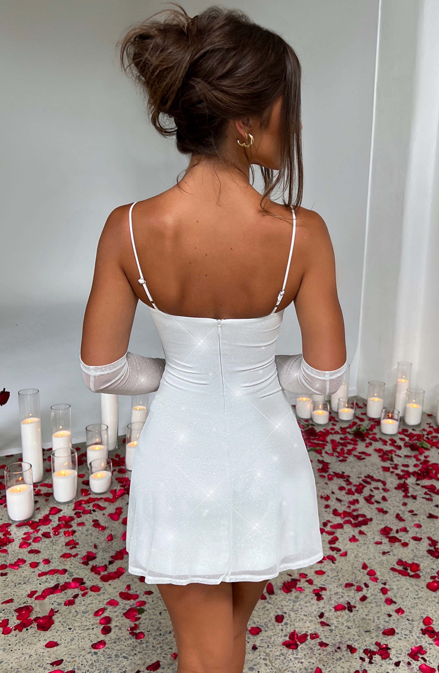 Mini sukienka Pixie - Opalizująca Beżowa