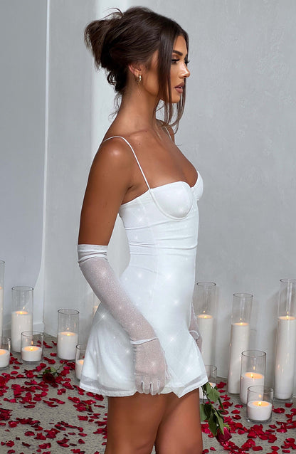 Mini sukienka Pixie - Opalizująca Beżowa