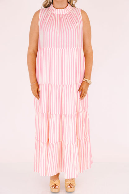 Vestido Bonito en Rayas, Rosa Bebé