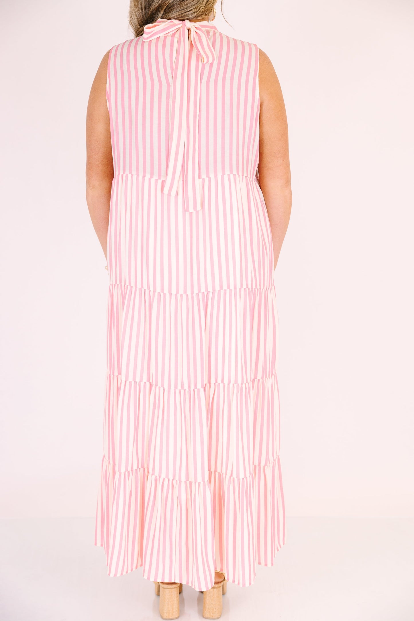 Vestido Bonito en Rayas, Rosa Bebé