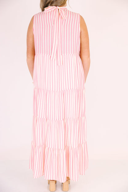Vestido Bonito en Rayas, Rosa Bebé