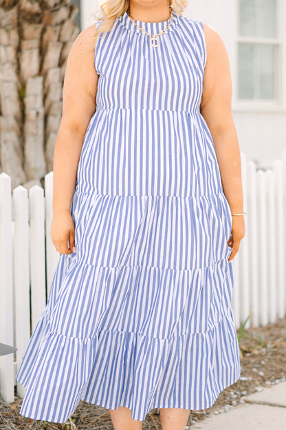 Vestido Bonito a Rayas, Azul