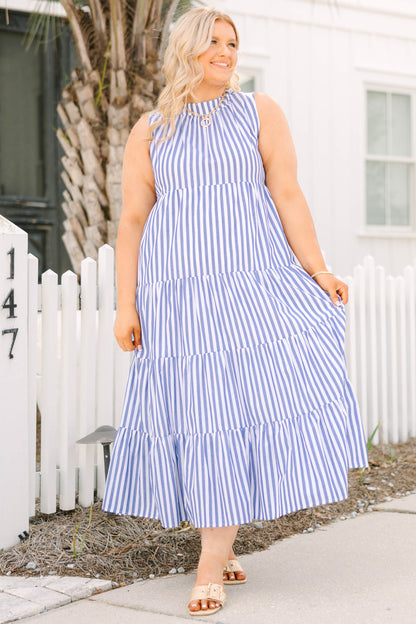 Vestido Bonito a Rayas, Azul