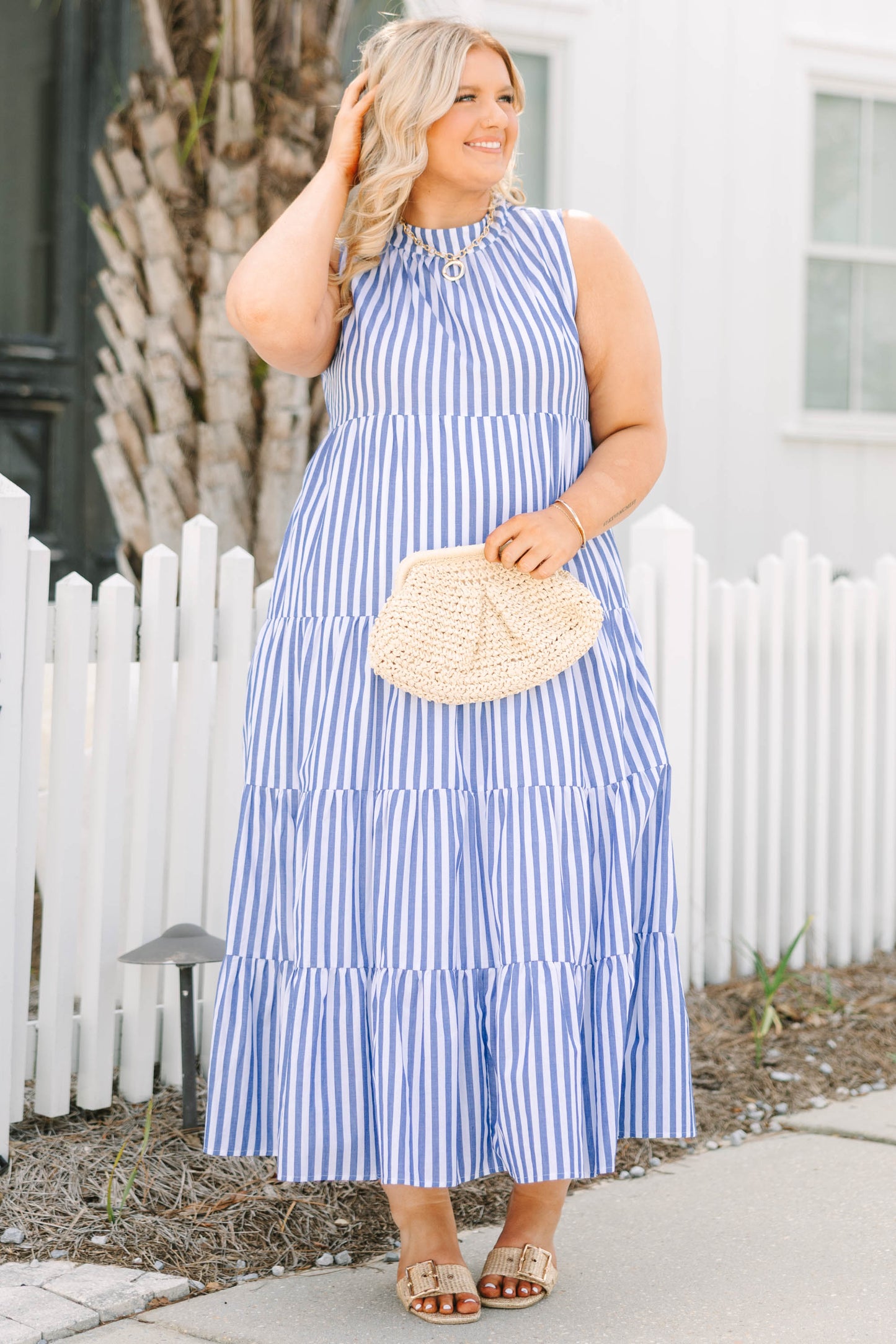Vestido Bonito a Rayas, Azul