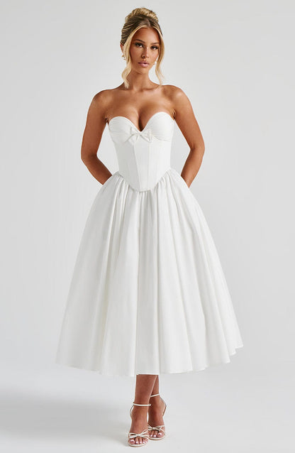 Sukienka Midi Prim - Kość słoniowa