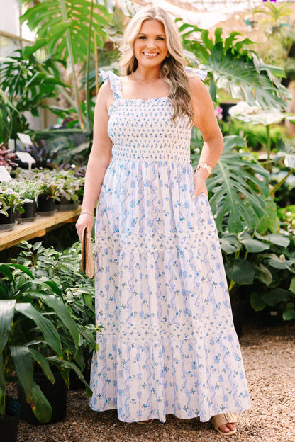 Vestido Promesa en Flor, Azul Cielo