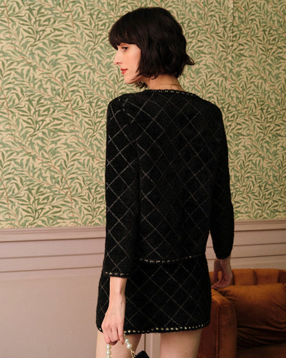 El Conjunto de Cárdigan Argyle y Falda Mini