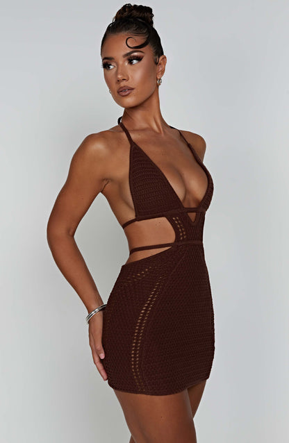 Mini sukienka Selena - Czekoladowa