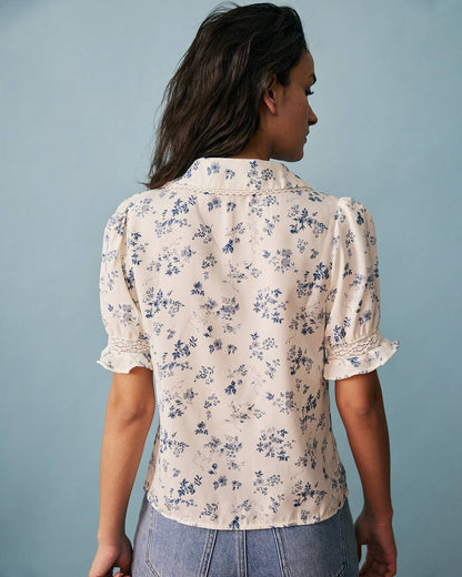 La Camisa Floral Plisada con Encaje