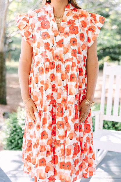 Simplemente El Vestido Midi, Floral Rojo