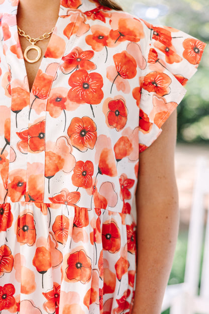 Simplemente El Vestido Midi, Floral Rojo