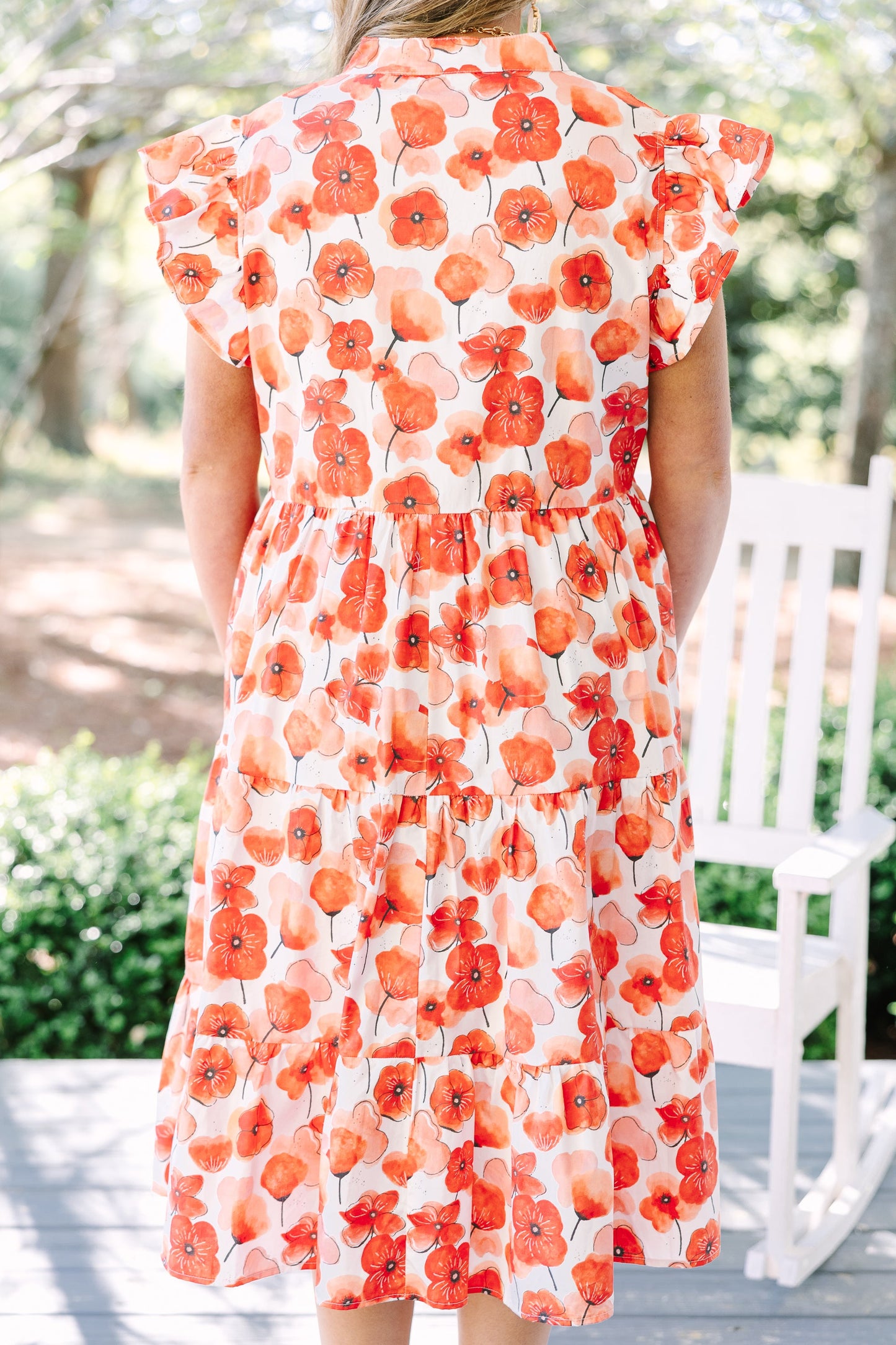Simplemente El Vestido Midi, Floral Rojo