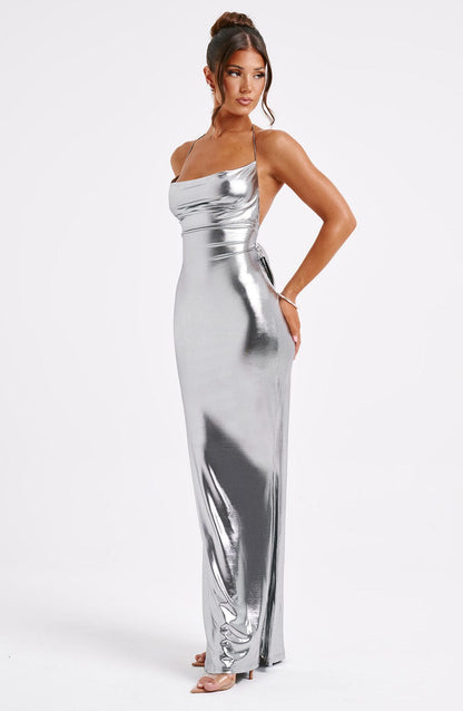 Sukienka Maxi Talisa - Metaliczna Gunmetal