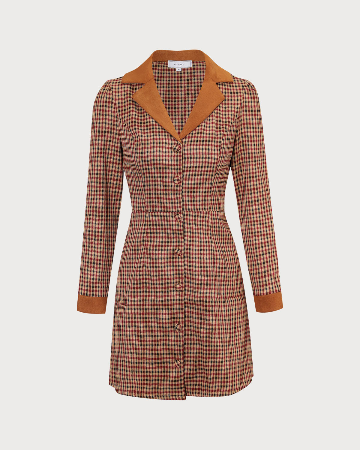 El Vestido Mini de Suede a Cuadros Marrón