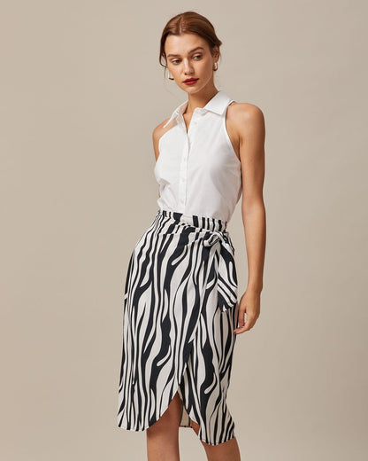 Camisa Sin Mangas de Cuello Blanco con Botones