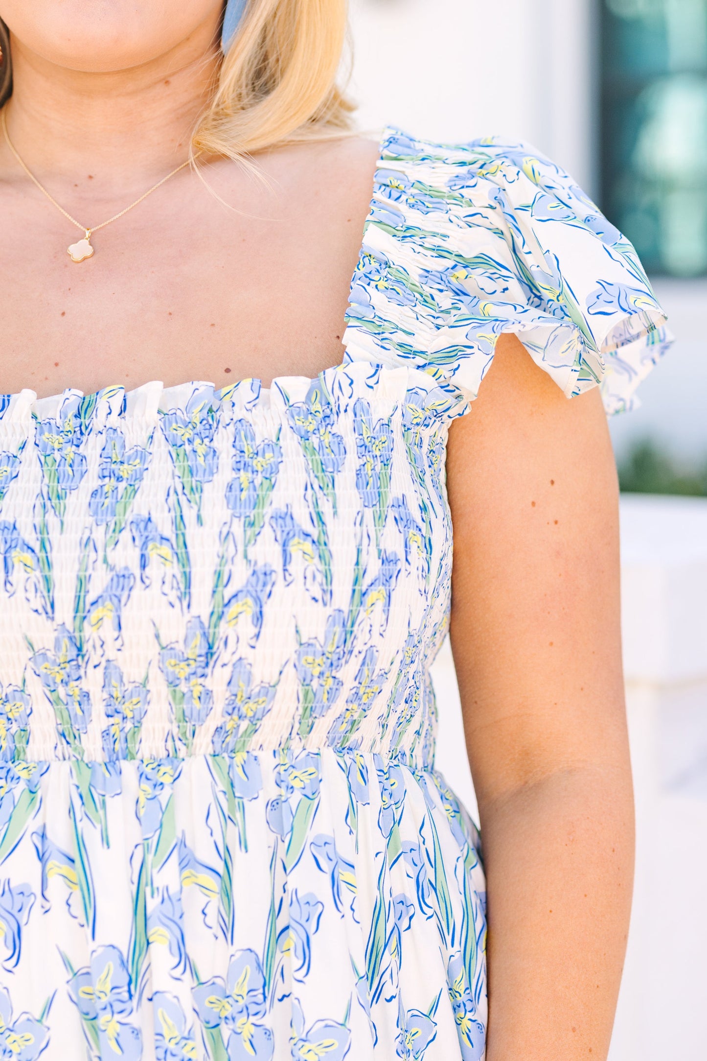 El Vestido Maxi Canción de las Flores Silvestres, Floral Crema