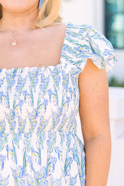 El Vestido Maxi Canción de las Flores Silvestres, Floral Crema