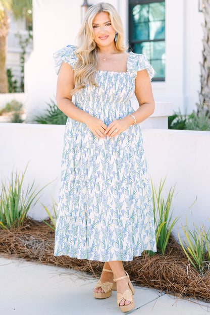 El Vestido Maxi Canción de las Flores Silvestres, Floral Crema