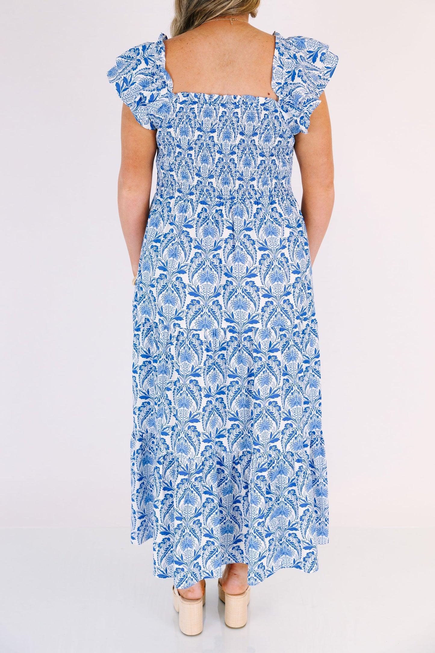 El Vestido Maxi Canción de Flores Silvestres, Cobalto