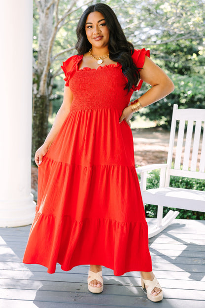 El Vestido Maxi Canción de las Flores Silvestres, Rojo