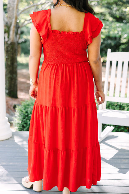 El Vestido Maxi Canción de las Flores Silvestres, Rojo