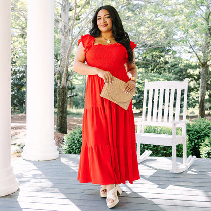 El Vestido Maxi Canción de las Flores Silvestres, Rojo