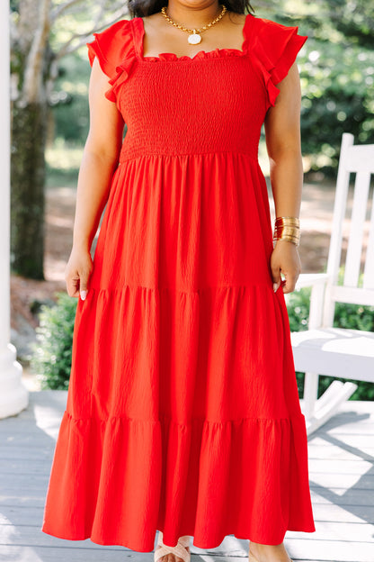 El Vestido Maxi Canción de las Flores Silvestres, Rojo