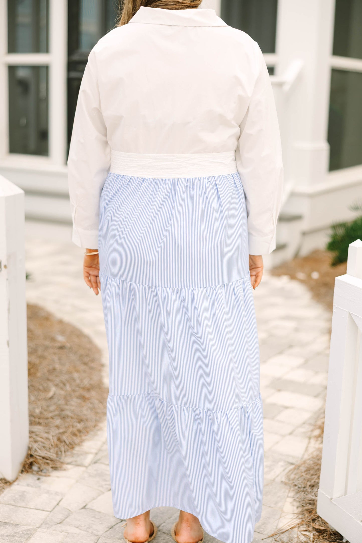 Vestido Oportuno, Crema - Azul