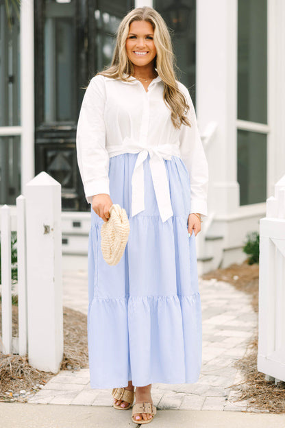 Vestido Oportuno, Crema - Azul