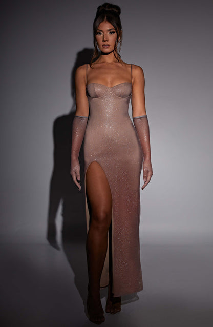 Sukienka Maxi Trixie - Modny Ombre Brokat