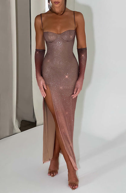 Sukienka Maxi Trixie - Modny Ombre Brokat