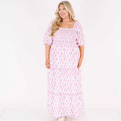 Vestido Maxi Bajo El Hibisco, Rosa