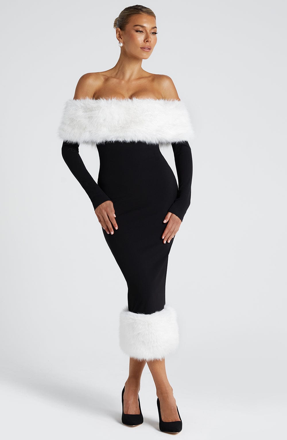 Sukienka midi Vittoria - Czarny/Biały