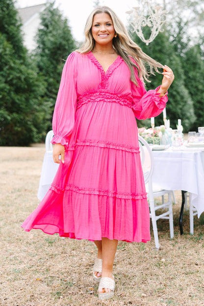 Vestido Vivid Palms, Rosa Fucsia