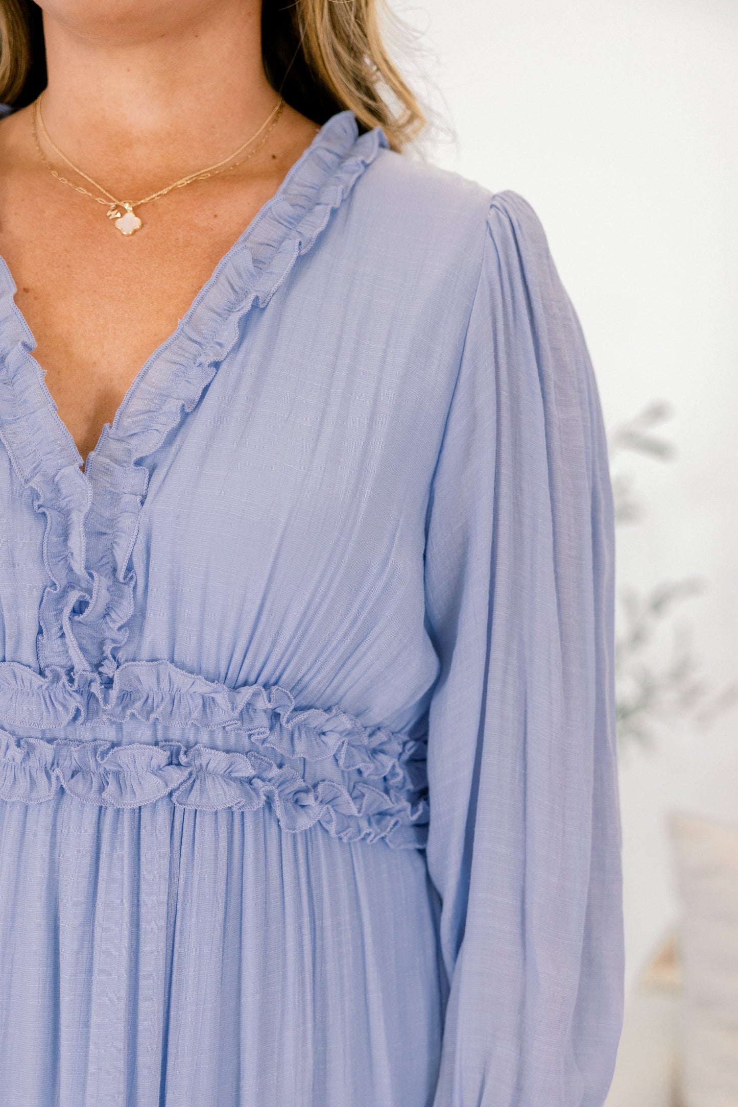 Vestido Vivid Palms, Azul Claro