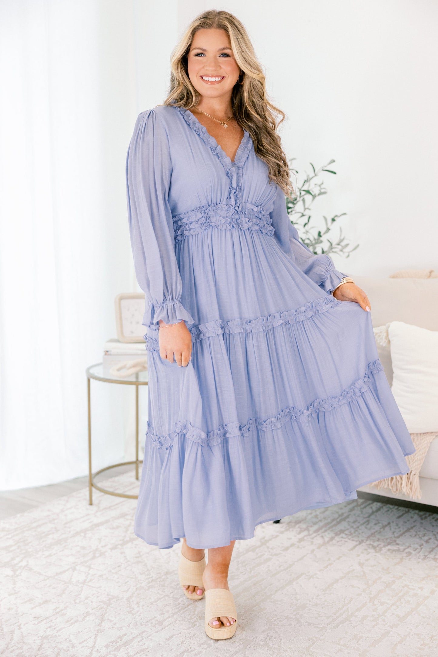 Vestido Vivid Palms, Azul Claro