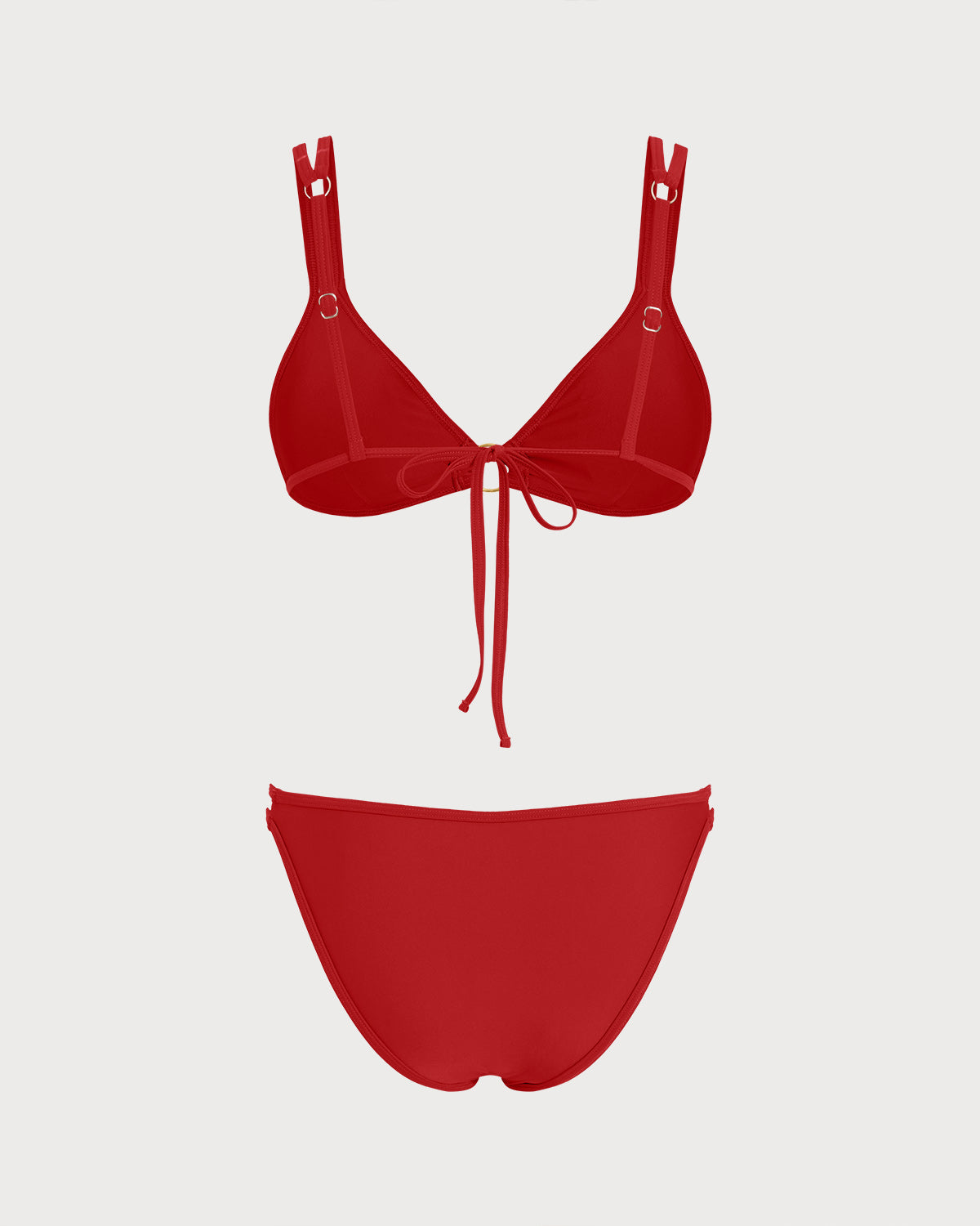 Conjunto de Bikini Triangular Rojo con O-Ring