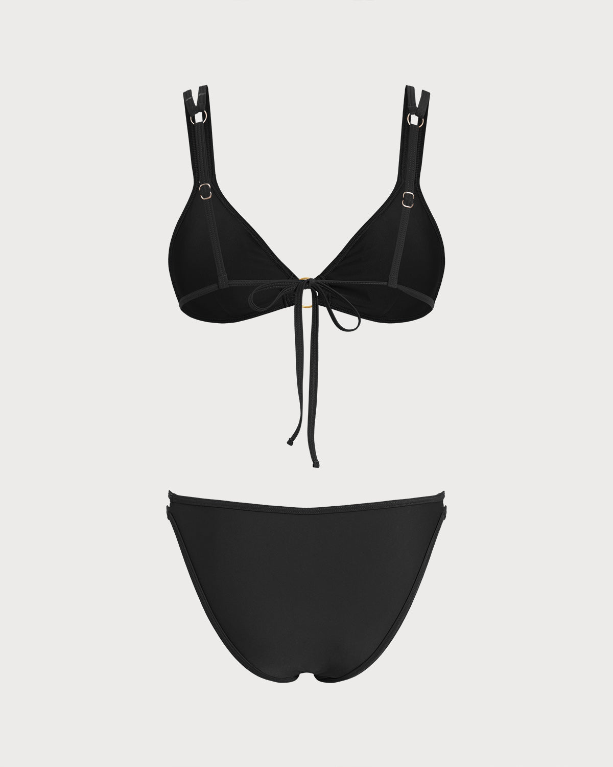 Conjunto de Bikini Triangular Negro con O-Ring