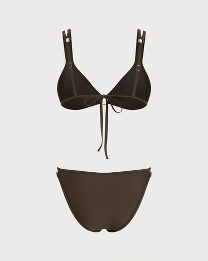 Conjunto de Bikini O-Ring Triángulo de Café